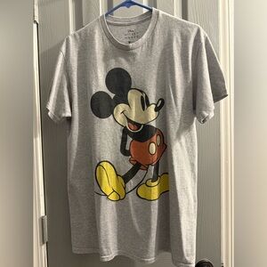 Mickey Mouse short sleeve T shirt in gray. Pre loved. Mickey has faded. Mens Med